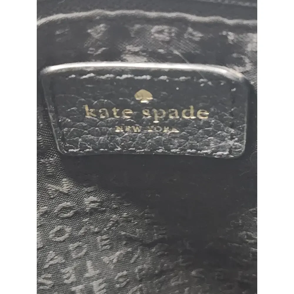 Kate Spade Crossbody Bag Black Leather Gold Tassel Minimalist Pebbled